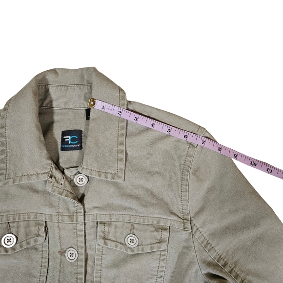 French Cuff 100% Cotton Women's Jean Jacket, Tan, Small - Picture 10 of 11